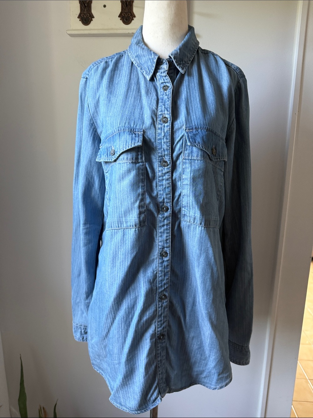 Pilcro and the Letterpress Light Blue Denim Button-Down Shirt